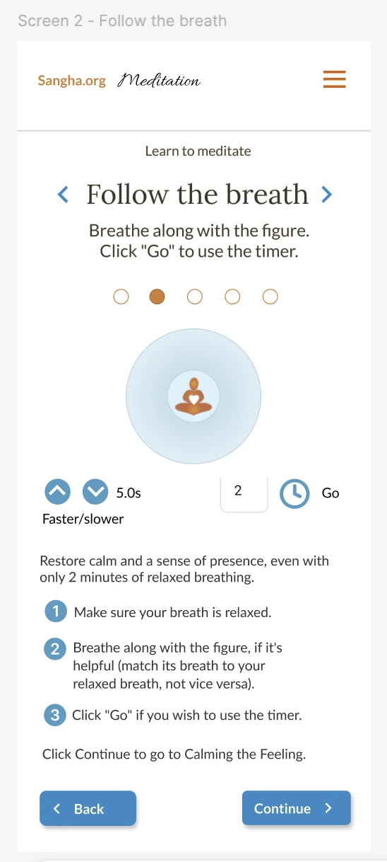 Screen 2 for Learn to Meditate