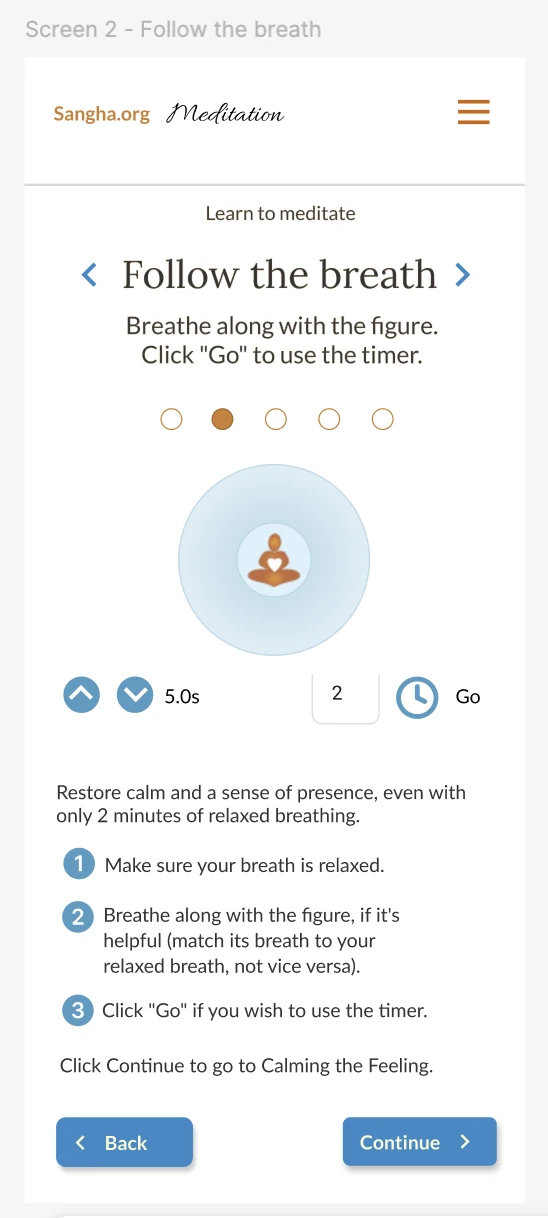 Screen 2 for Learn to Meditate
